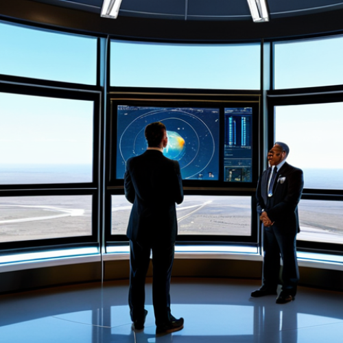 Home 17 A diverse group of professional aerospace engineers and scientists, fully clothed in modest business casual attire, standing confidently in a high-tech mission control room. Large panoramic windows display a sleek, reusable rocket launching into a clear sky. The scene is lit with cinematic lighting, focusing on the innovation and triumph of modern space exploration. Professional photography, ultra-realistic, perfect anatomy, correct proportions, natural pose, well-formed hands, proper finger count, natural body proportions, high detail, sharp focus, vibrant colors, safe for work, appropriate content, family-friendly.