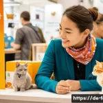 Home 22 반려묘 박람회 정보 - **A Vibrant Cat Fair, Showcasing Sustainable Innovations:**
A bustling indoor cat fair, brightly...