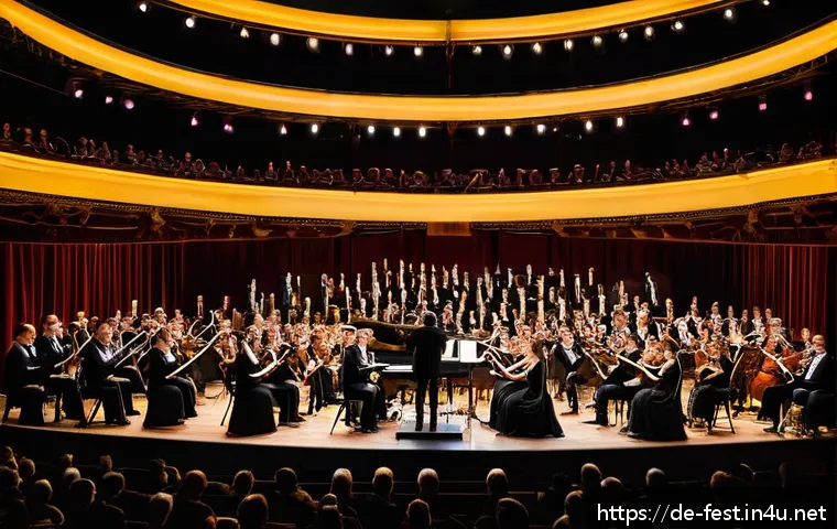 뮤지컬 갈라 콘서트 - A grand musical gala concert scene inside the historic Friedrichstadt-Palast in Berlin, showcasing a...