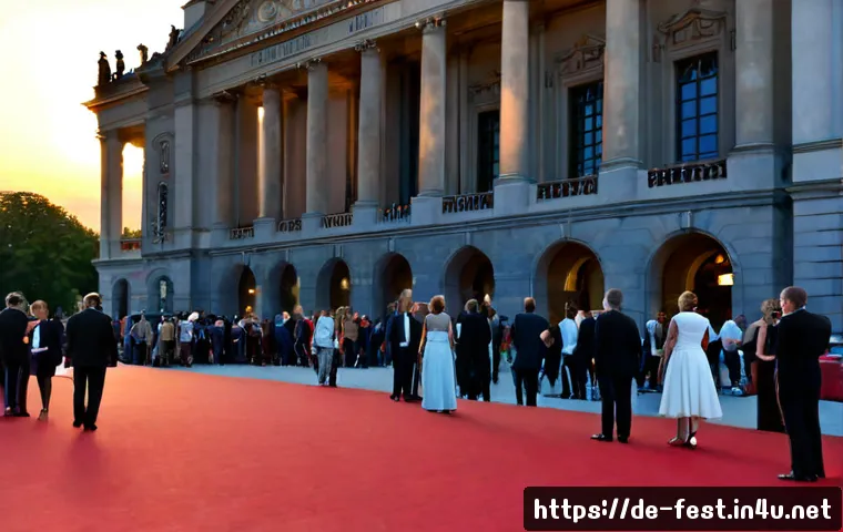 Home 17 오페라 페스티벌 정보 - Photorealistic evening scene at a grand German opera festival, elegant historic opera house facade i...